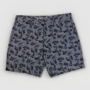 Eddie Bauer Shorts Mens Size 36 Blue Fishing Lake All Over Print